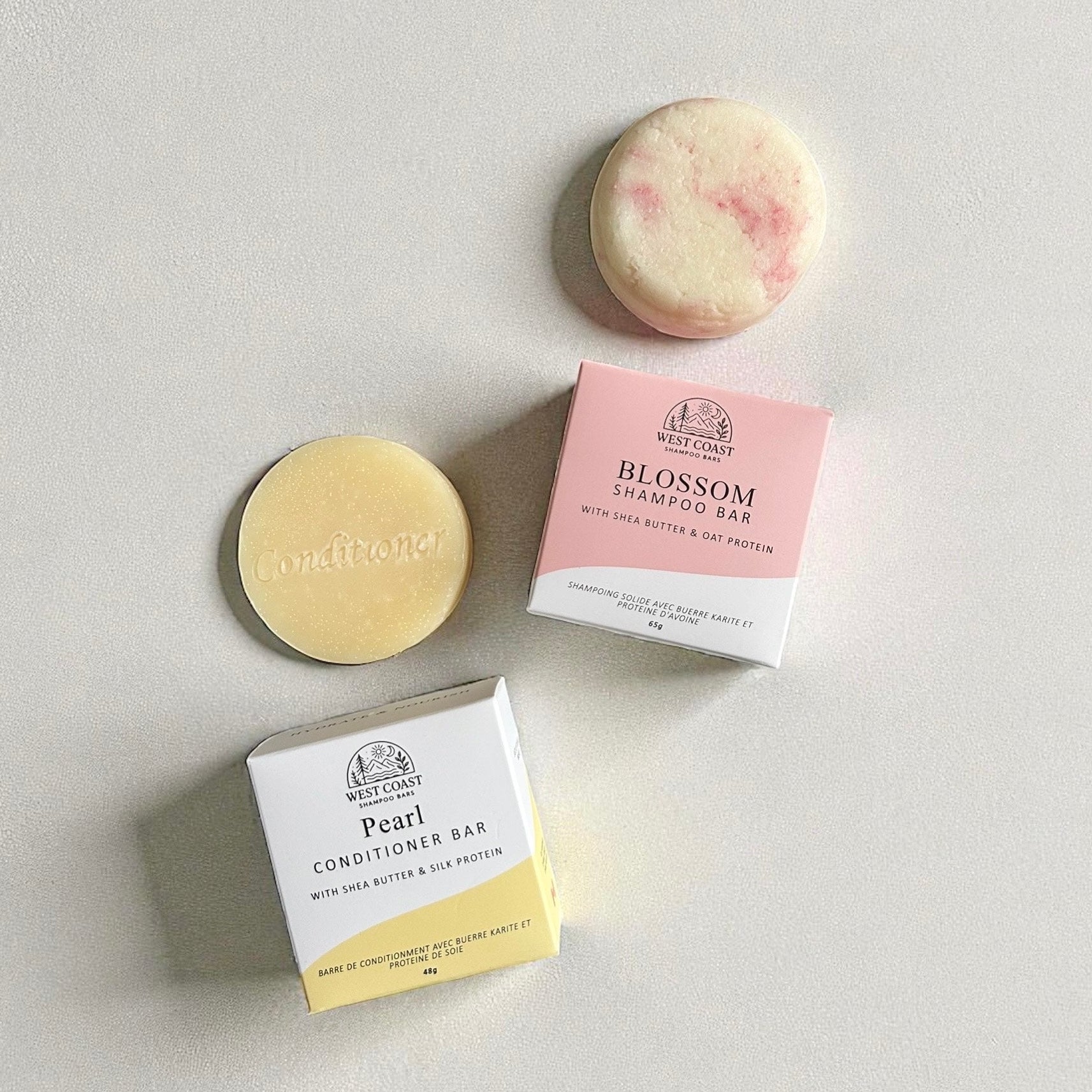 Blossom Shampoo Bar and Pearl Conditioner Bar for Dry Hair