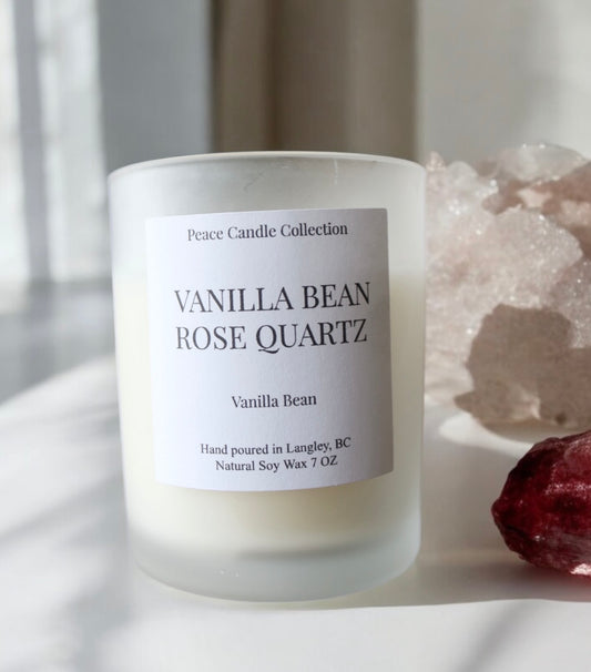 Vanilla Bean Rose Quartz Crystal Candle image 0
